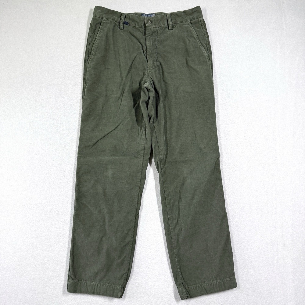 Ems of Masons Pants Mens 32x29 Corduroy Chino Green Flat Front Preppy IT 48